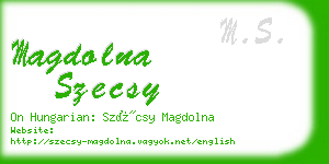 magdolna szecsy business card